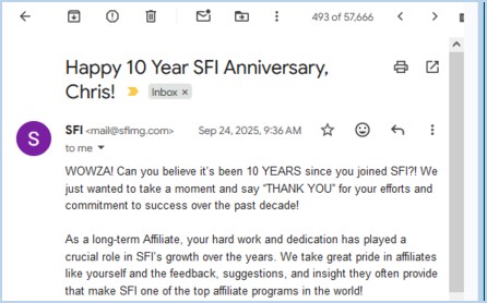 My SFI Anniversary