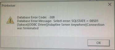Database network error